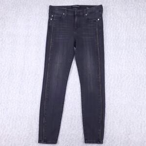 LIVERPOOL The Ankle Skinny Jeans Wmns 6/28 Black Abby Zipper Detail Moto Trendy